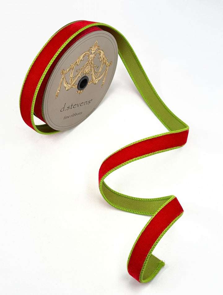 D Stevens Red And Green Wired Ribbon 1”