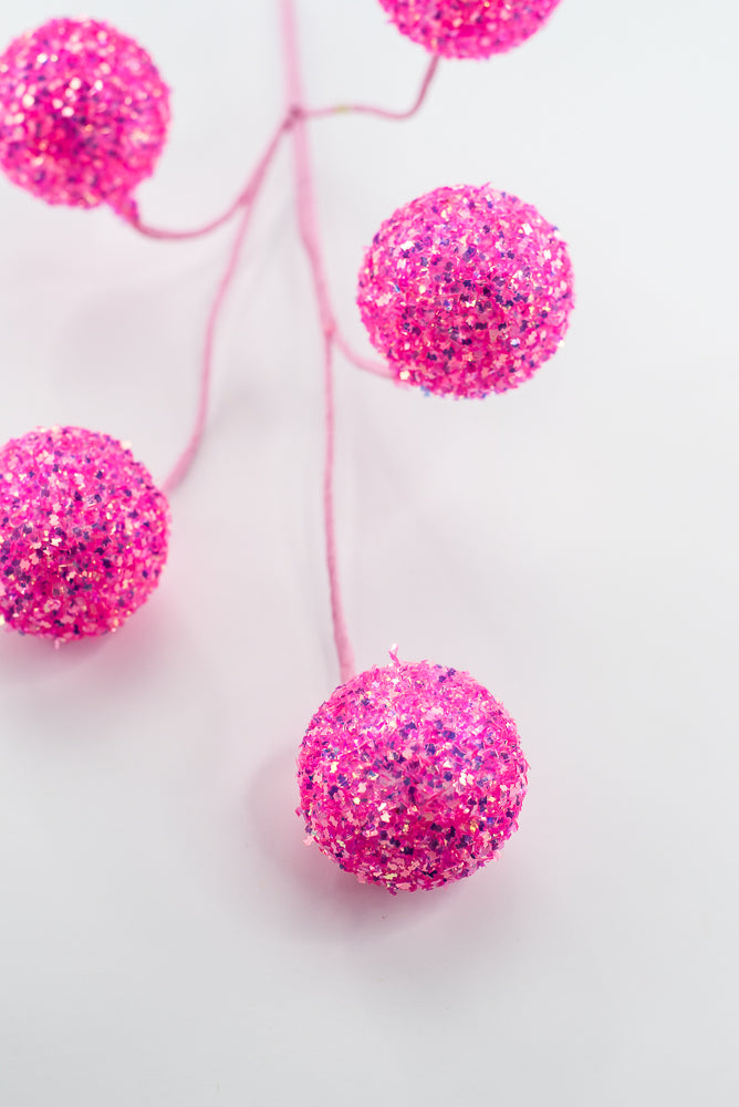 Hot Pink Frizzy Ball Pick -  18"