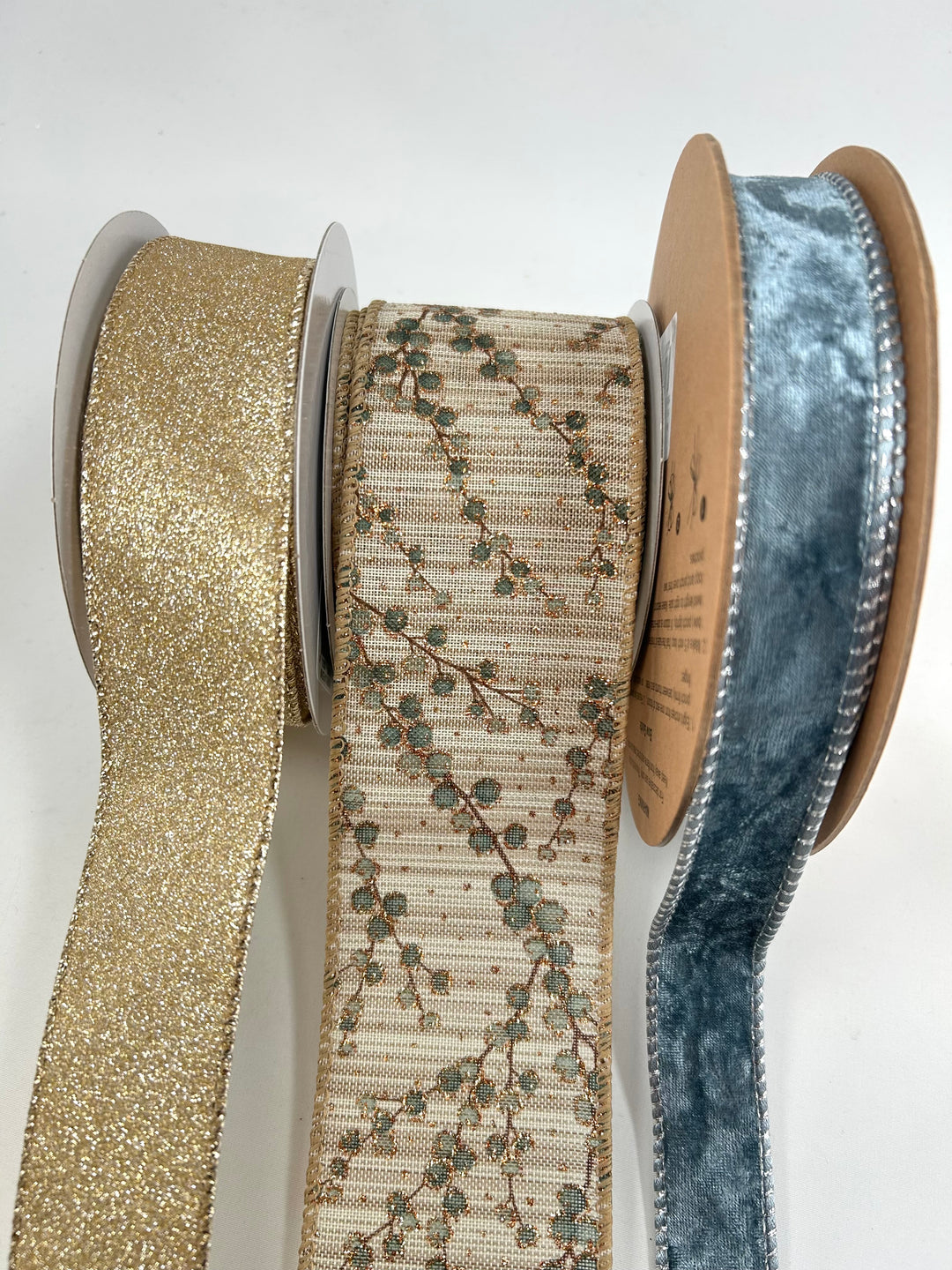 Champagne And Dusty Blue Bow Bundle x 3