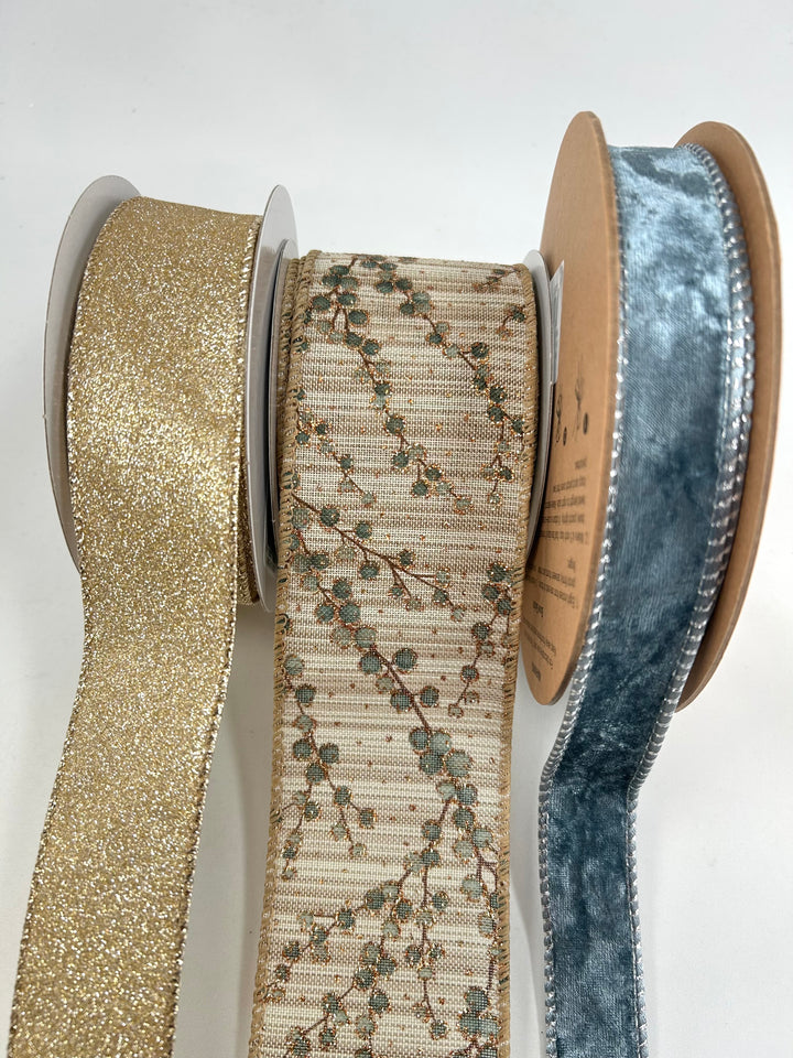Champagne And Dusty Blue Bow Bundle x 3