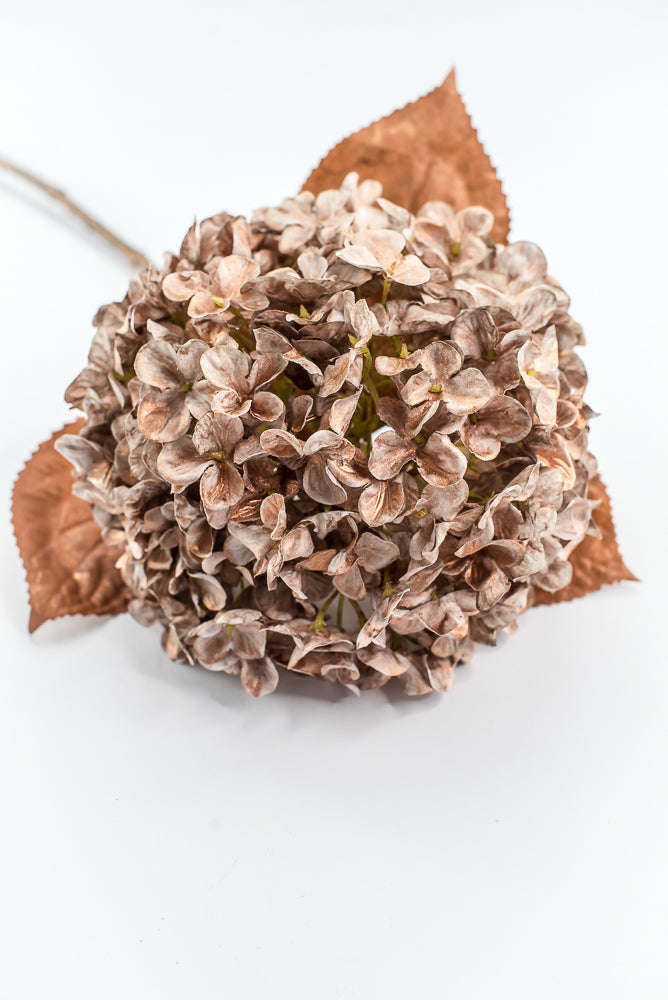 Artificial, Copper, Single Hydrangea Stem - 27"