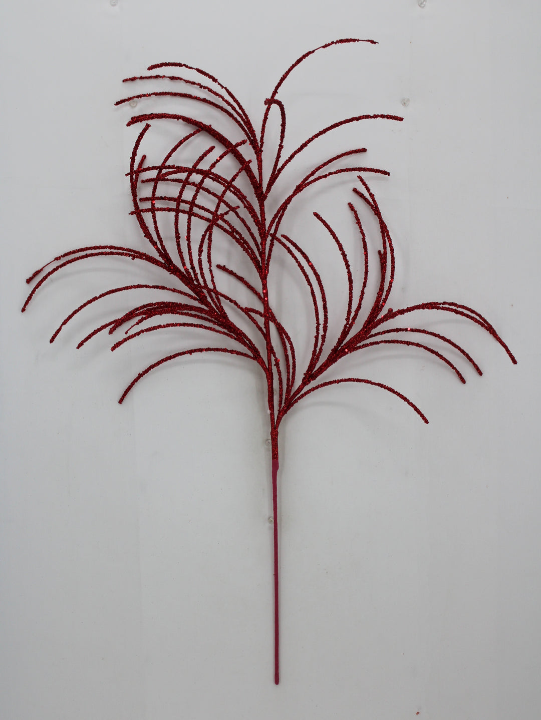 Artificial Red Glitter Grass Spray - 33"