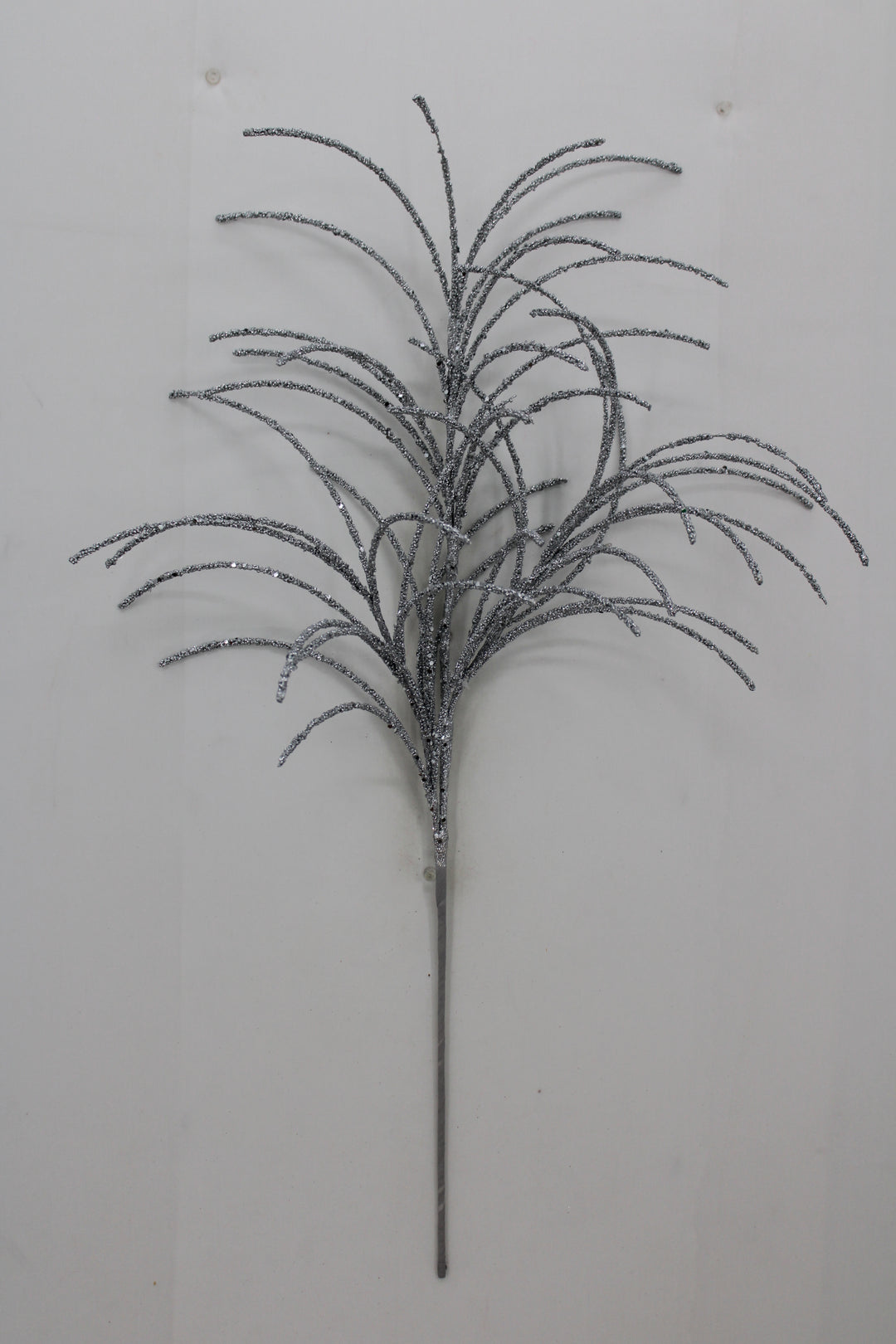 Artificial Silver Glitter Grass Spray - 33"