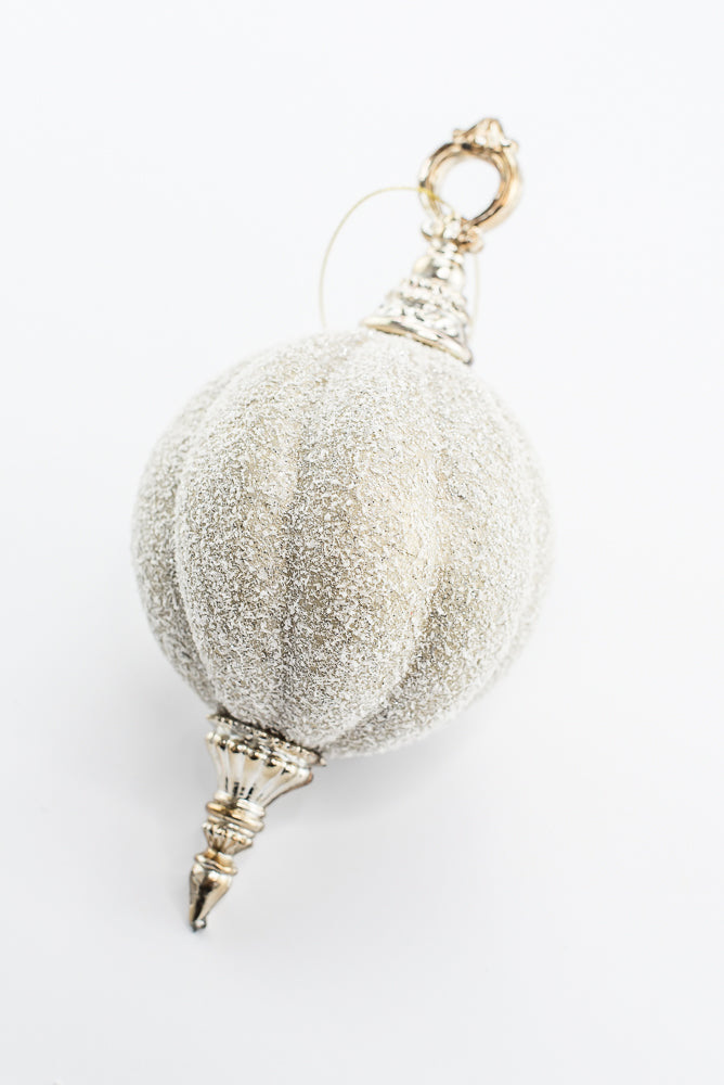 Champagne Snow Ball Finial Ornament - 7.5"