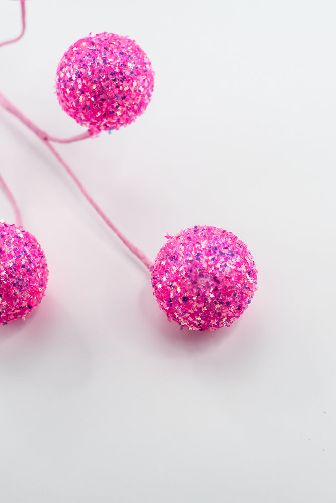 Hot Pink Frizzy Ball Pick -  18"