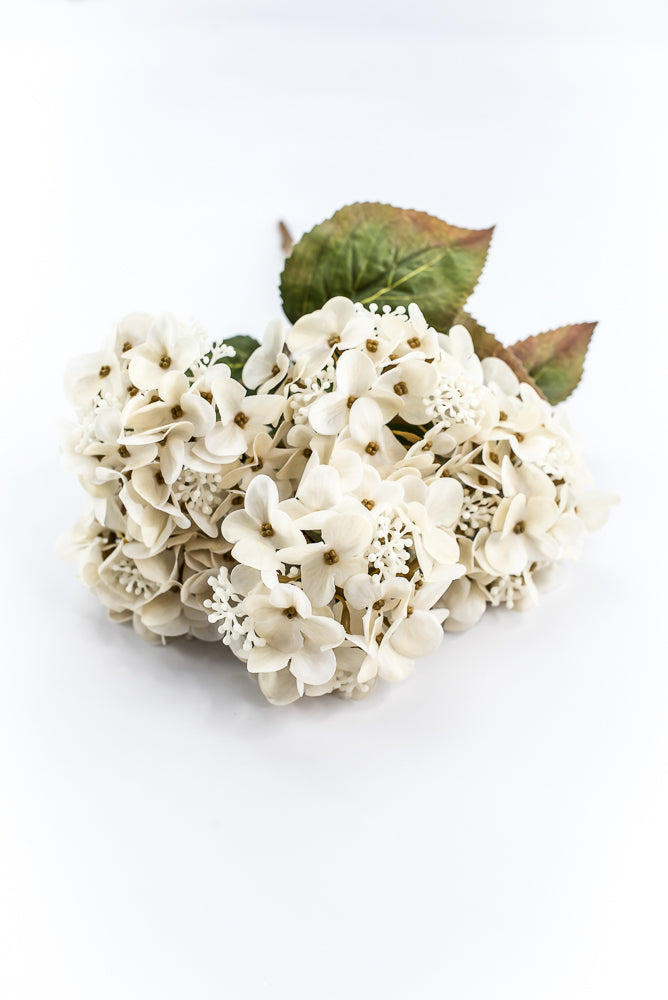 Artificial, Ivory, Hydrangea Bush - 17"