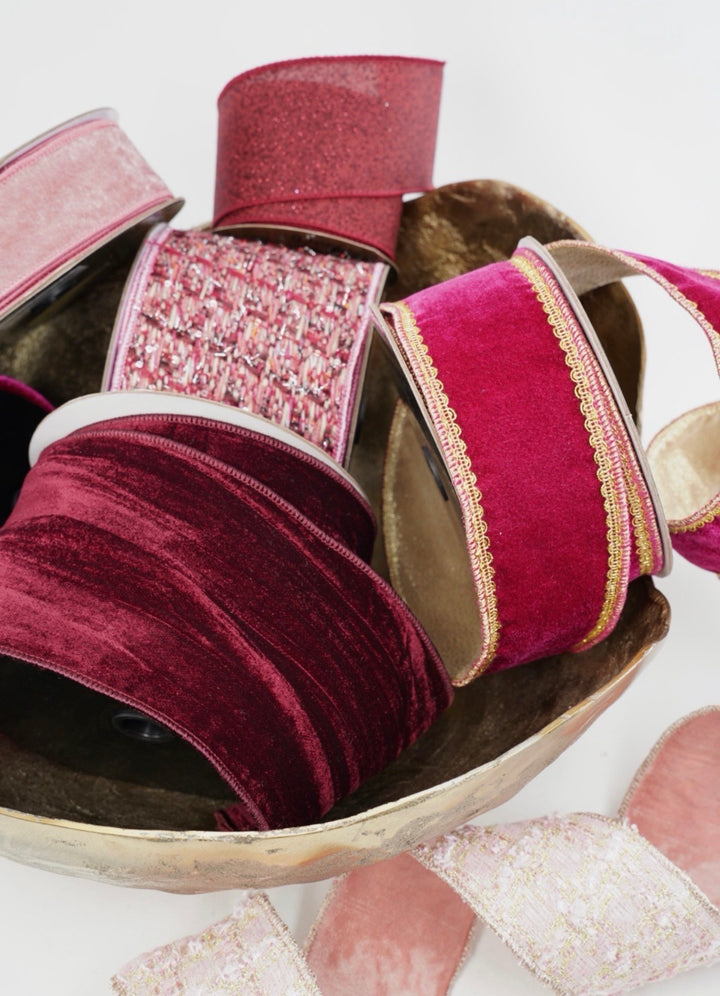 Burgundy Shimmer Glitter Ribbon - 2.5"