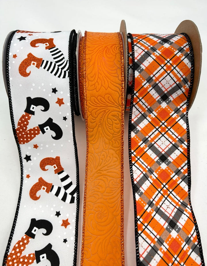 DIY ribbon bow bundle - Halloween witch x 3 wired ribbons