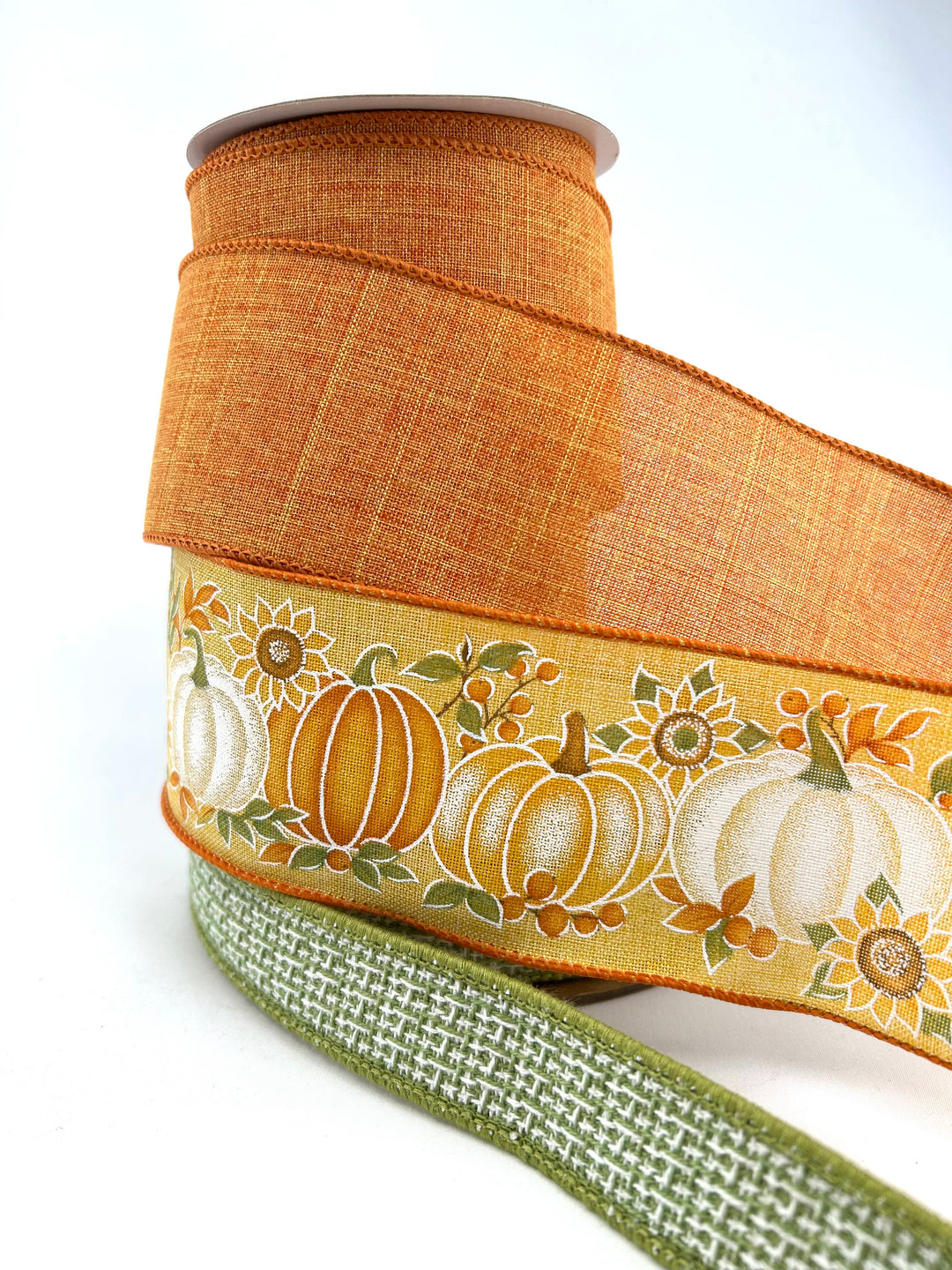 Green And Talisman Pumpkin Bow Bundle x 3 Ribbons