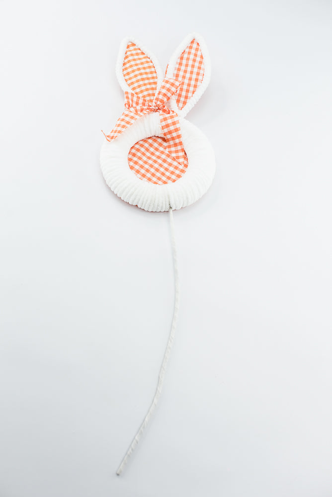 Orange Gingham Easter Bunny Head Stem - 25"