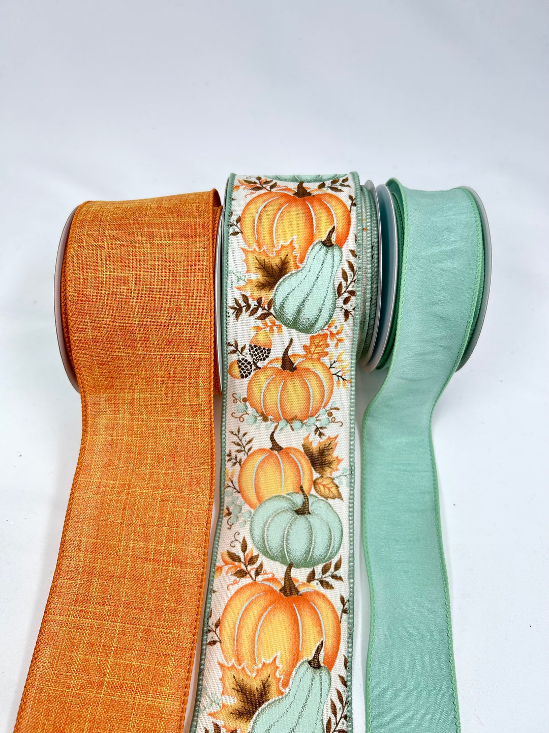 Minty Green Pumpkin Bow Bundle x 3 Ribbons