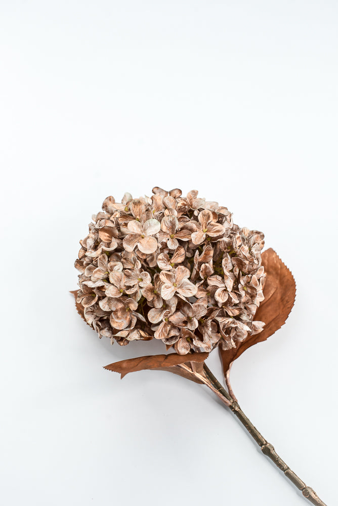 Artificial, Copper, Single Hydrangea Stem - 27"