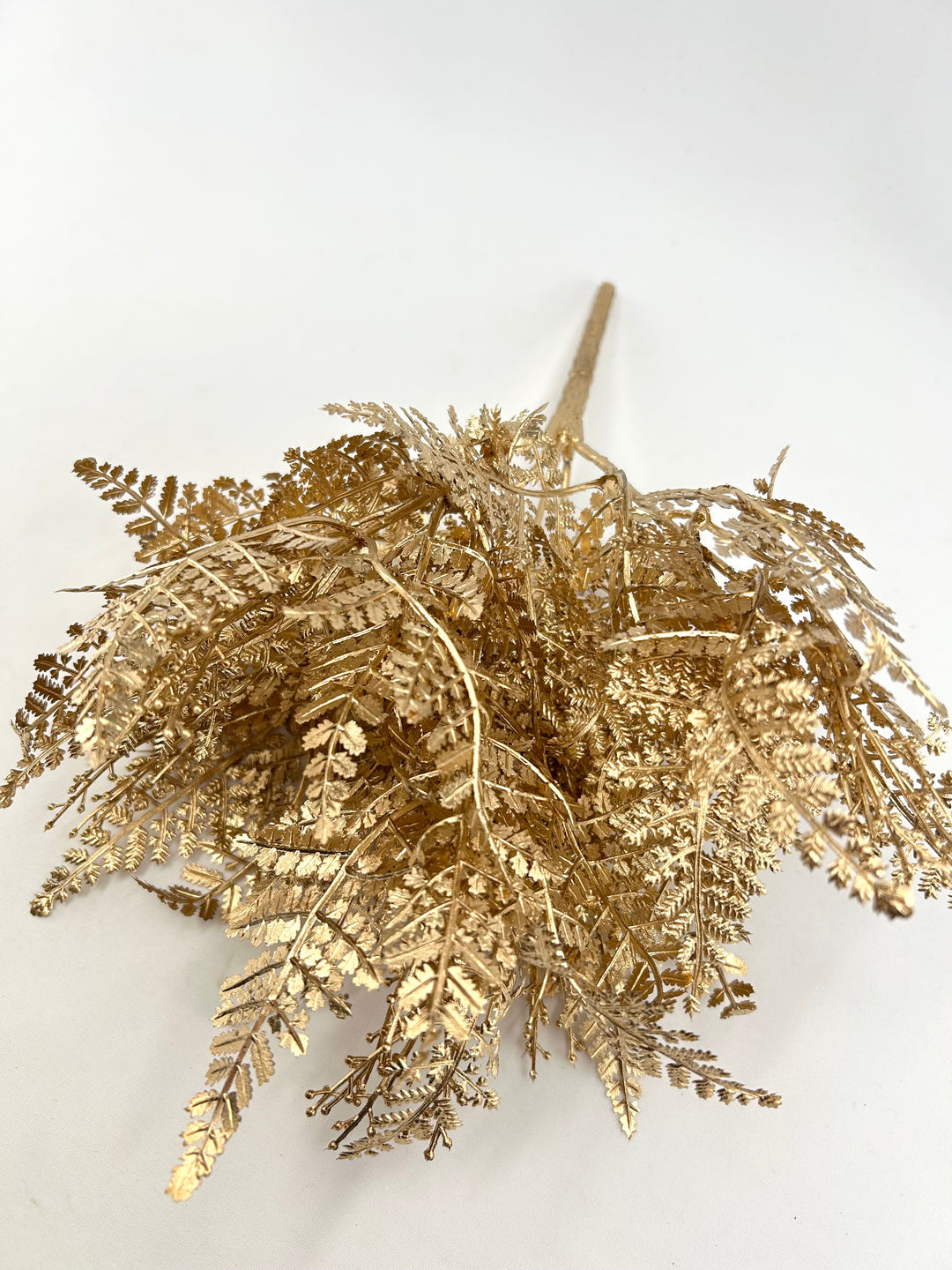 Gold Metallic Fern Bush - 12"