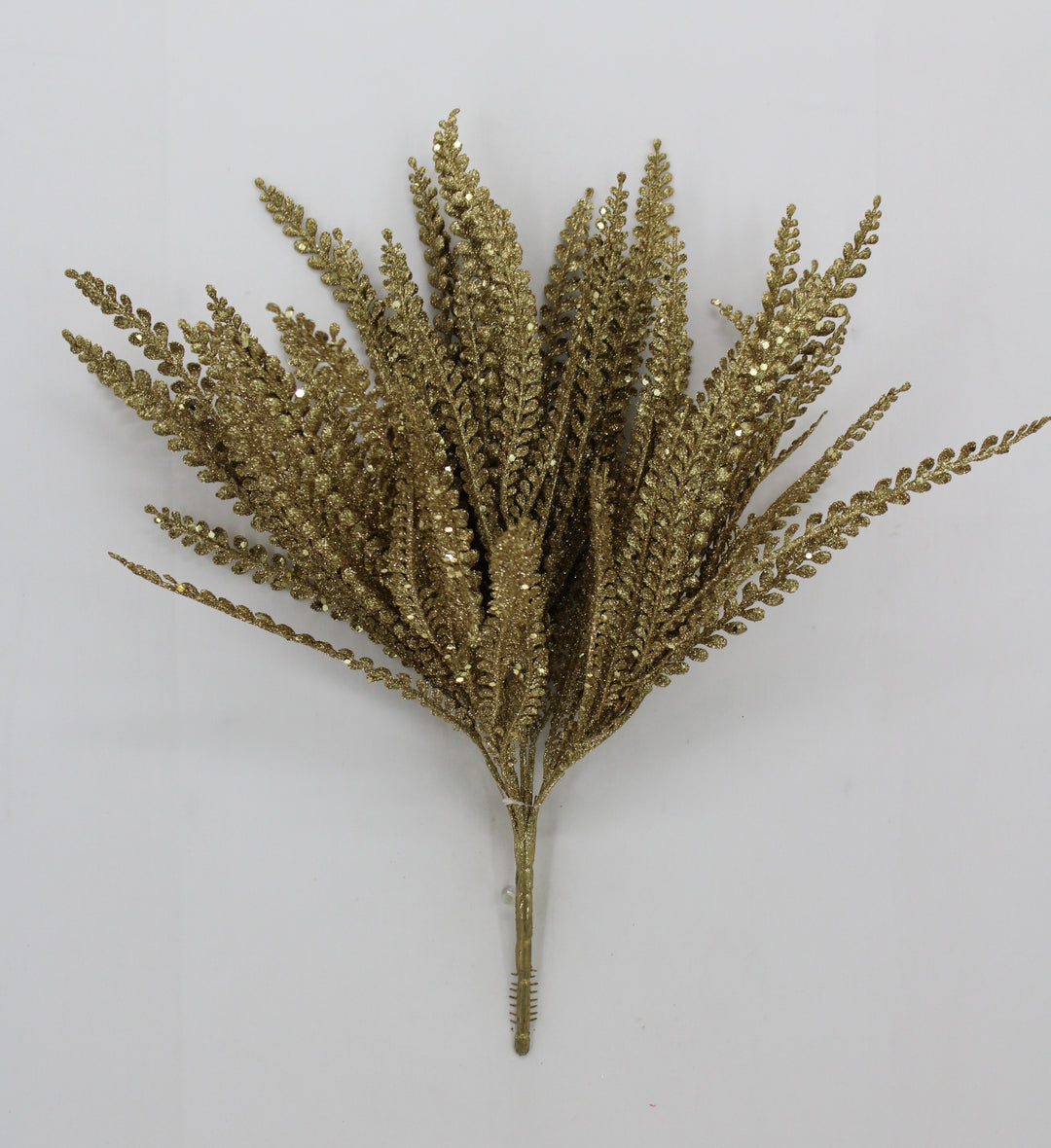 Artificial Gold Plastic Button Fern With Glitter Bush - 19"