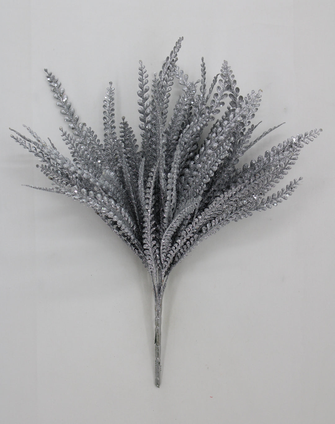 Artificial Silver Plastic Button Fern With Glitter Bush - 19"