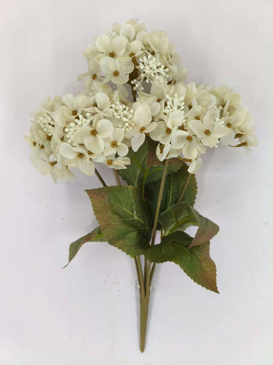 Artificial, Ivory, Hydrangea Bush - 17"