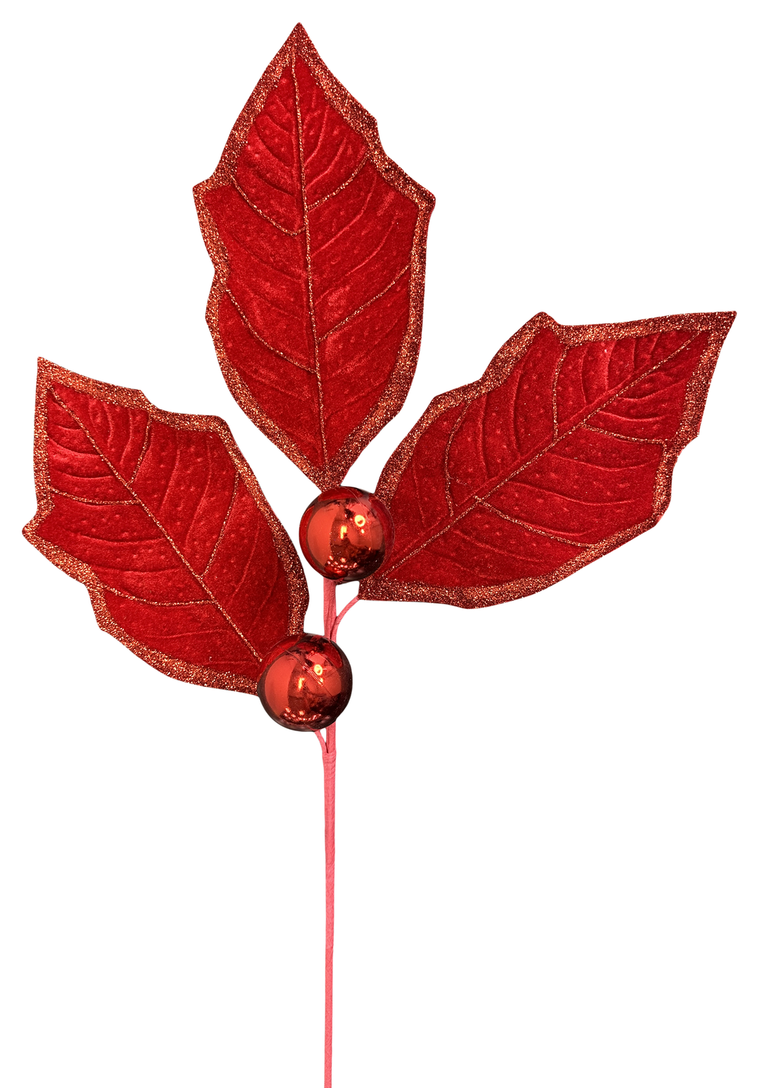 Artificial Red Holly Leaves Spray - 27"