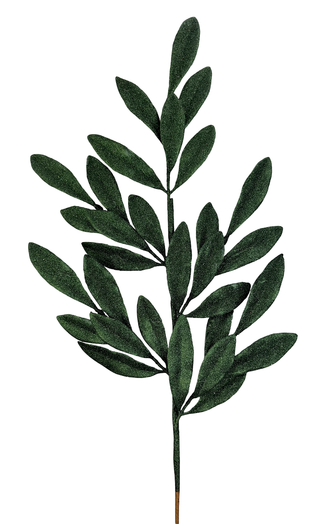 Artificial Dark Green Glitter Laurel Leaves Spray - 27"