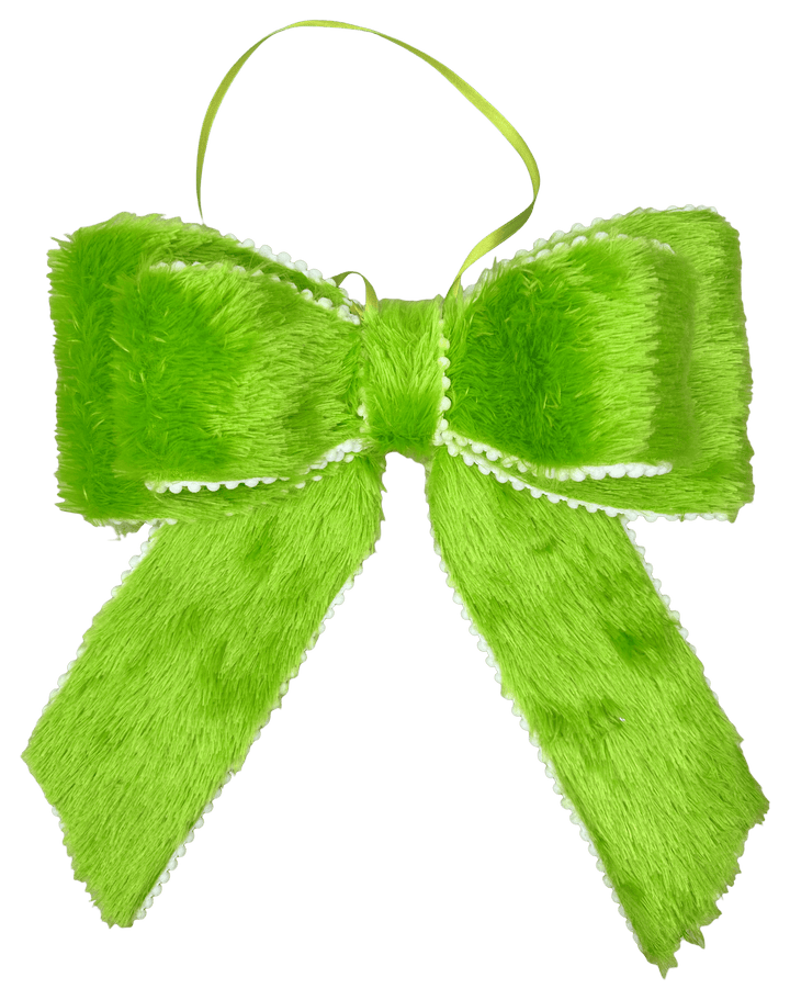 Artificial Green Furry Bow - 12"