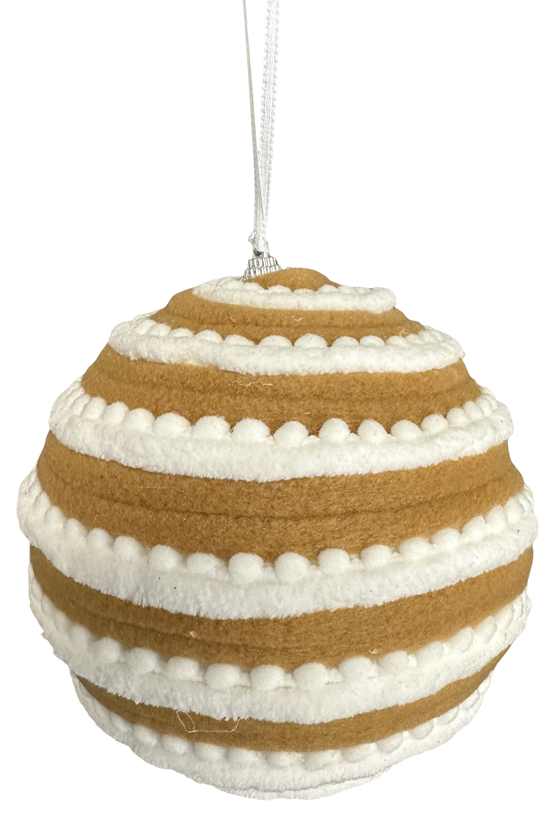 Brown & White Ornament Stripe Ball - 6"