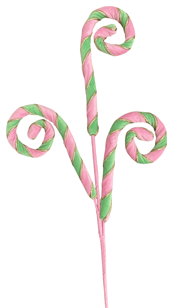 Mint & Pink Velvet Spiral Curly Spray - 28"