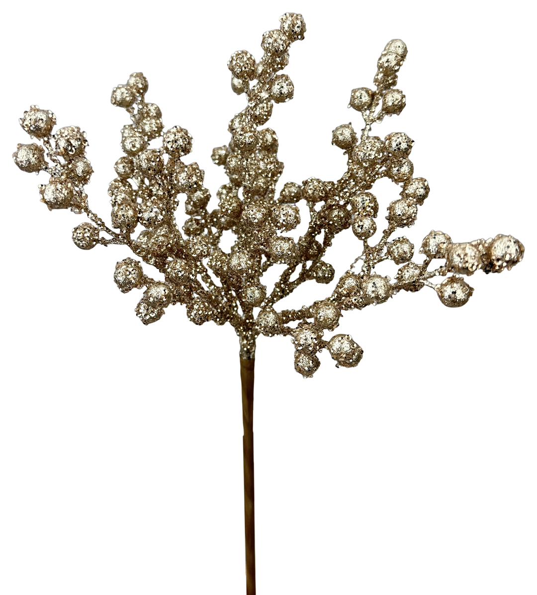Artificial Champagne Sparkly Berry Bush - 12"
