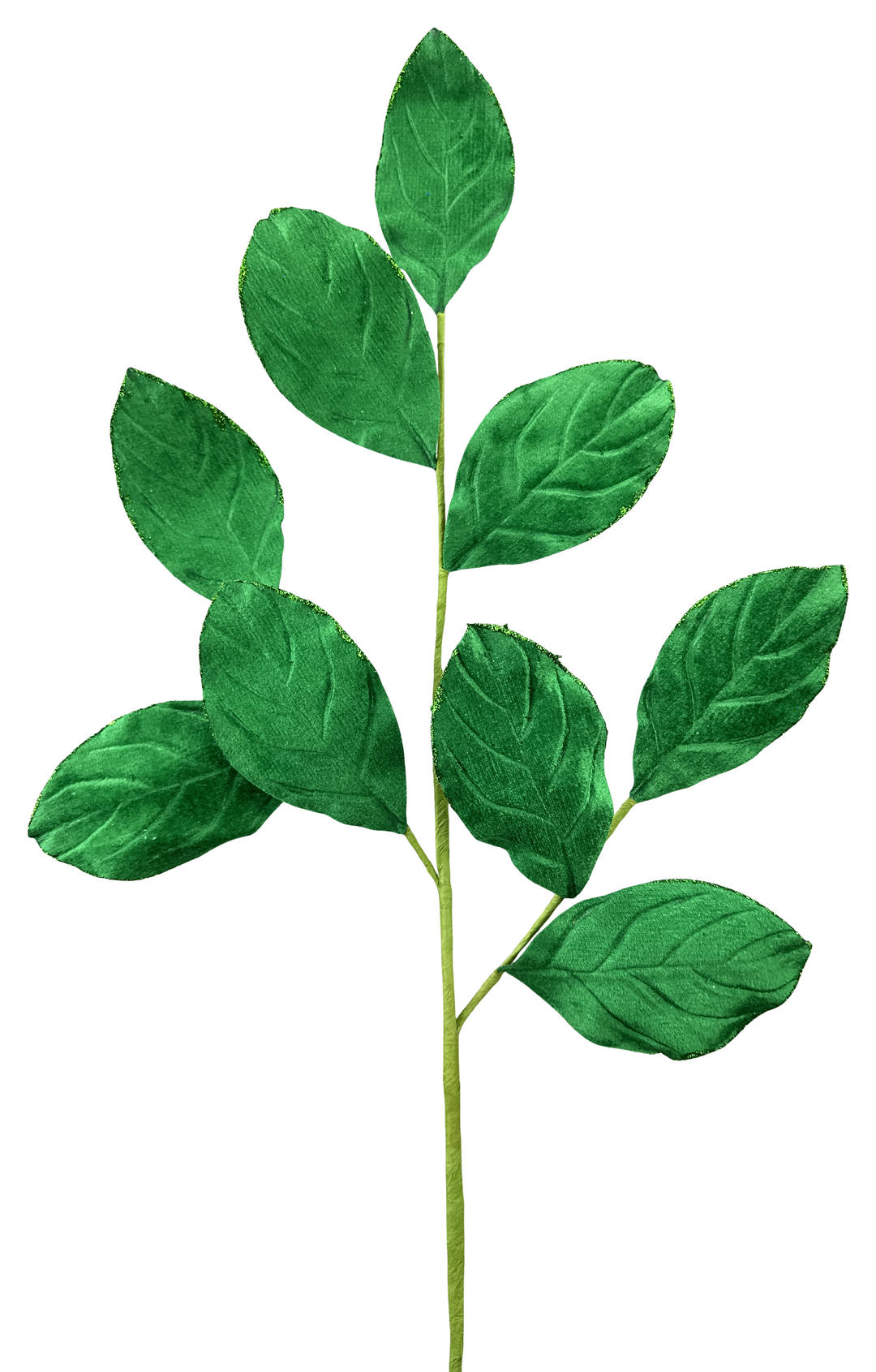 Artificial Green Velvet Magnolia Leaves Spray - 30"