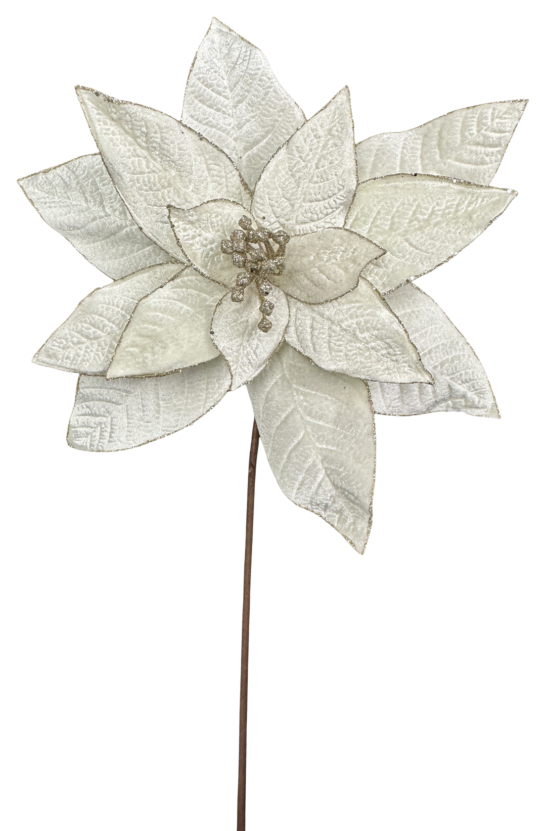 Artificial Cream Poinsettia Stem - 24"