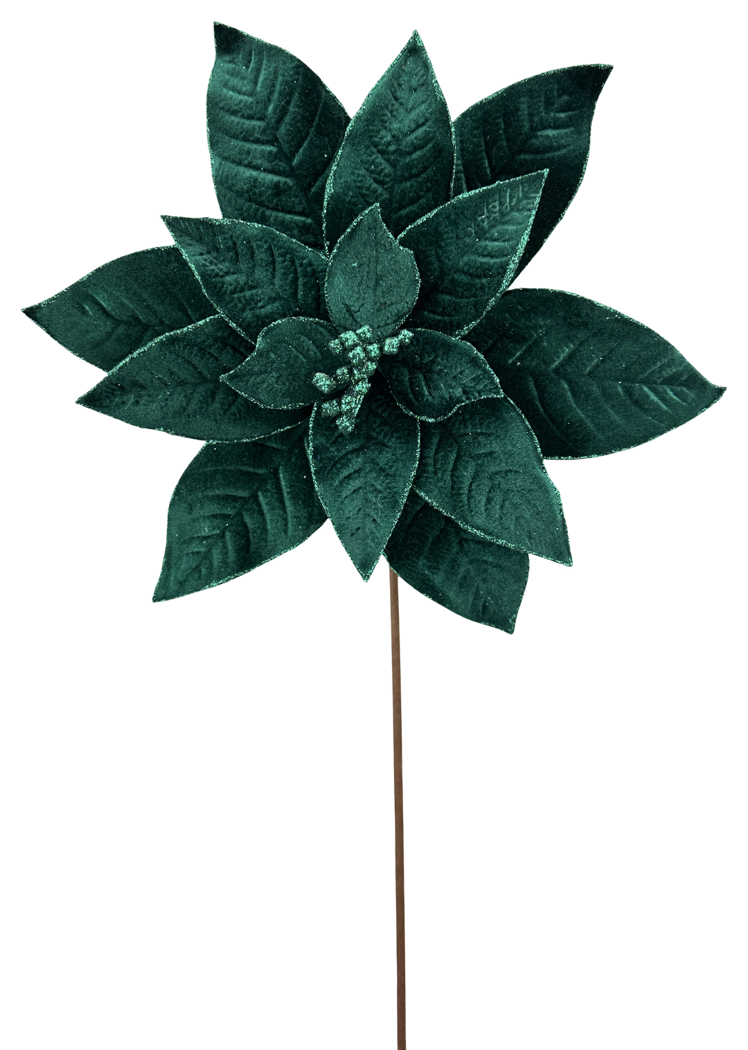Artificial Emerald Green Poinsettia Stem - 24"