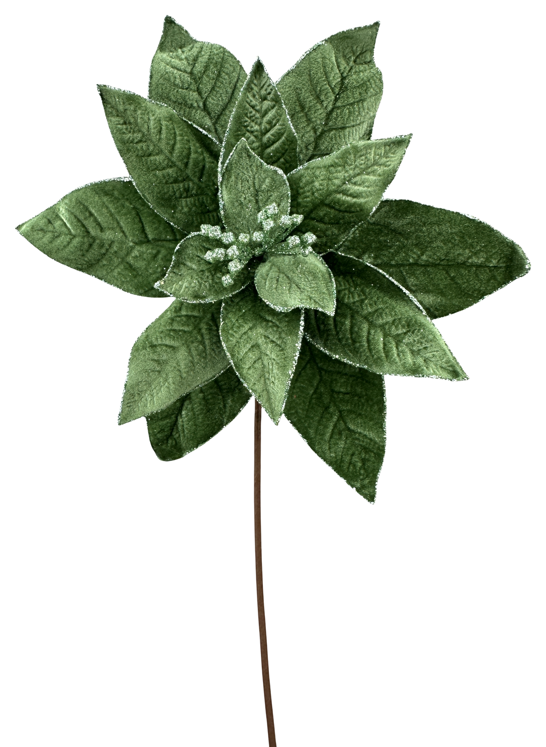 Artificial Green Poinsettia Stem - 24"