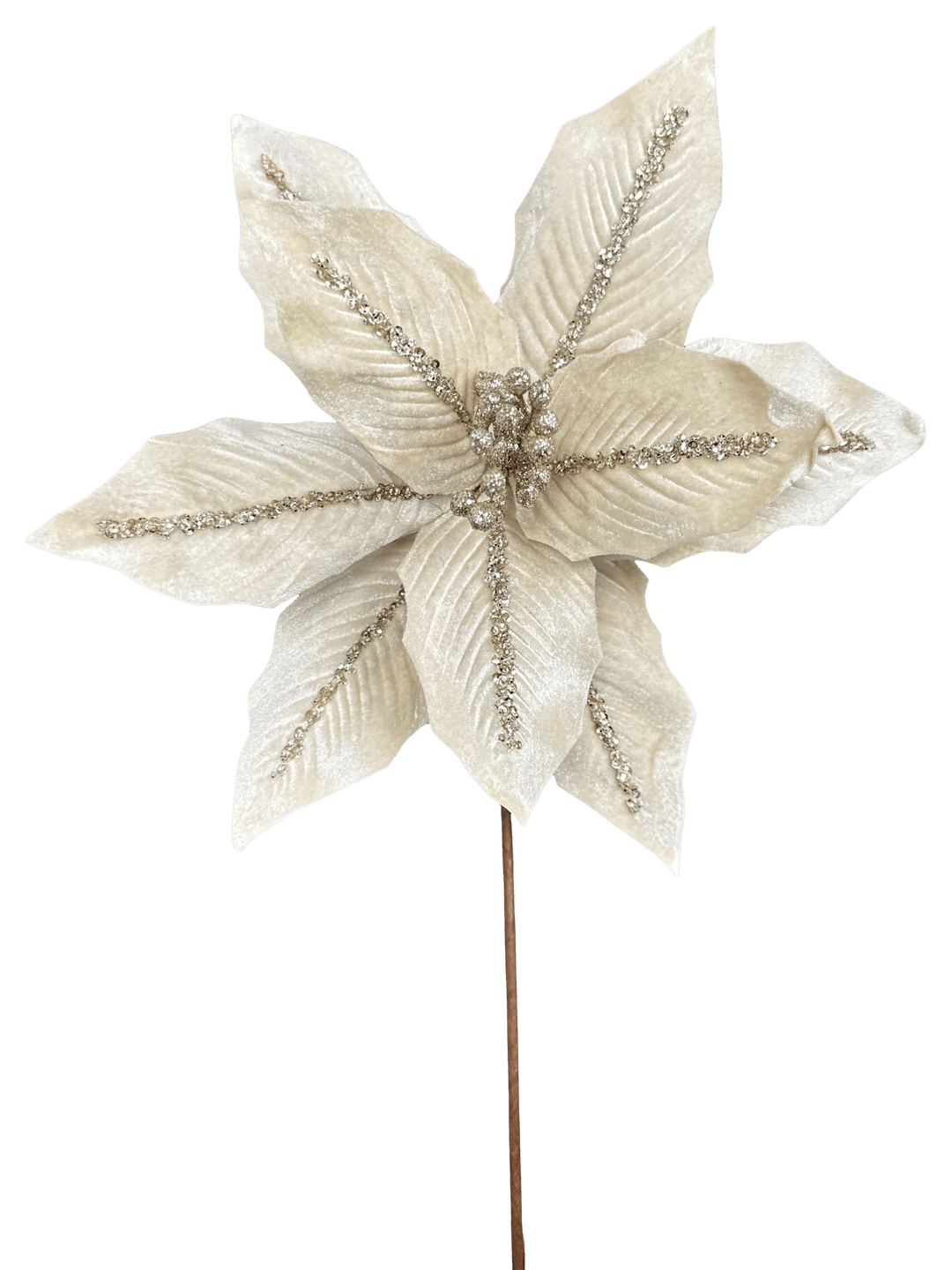 Artificial Champagne Poinsettia Stem - 16"