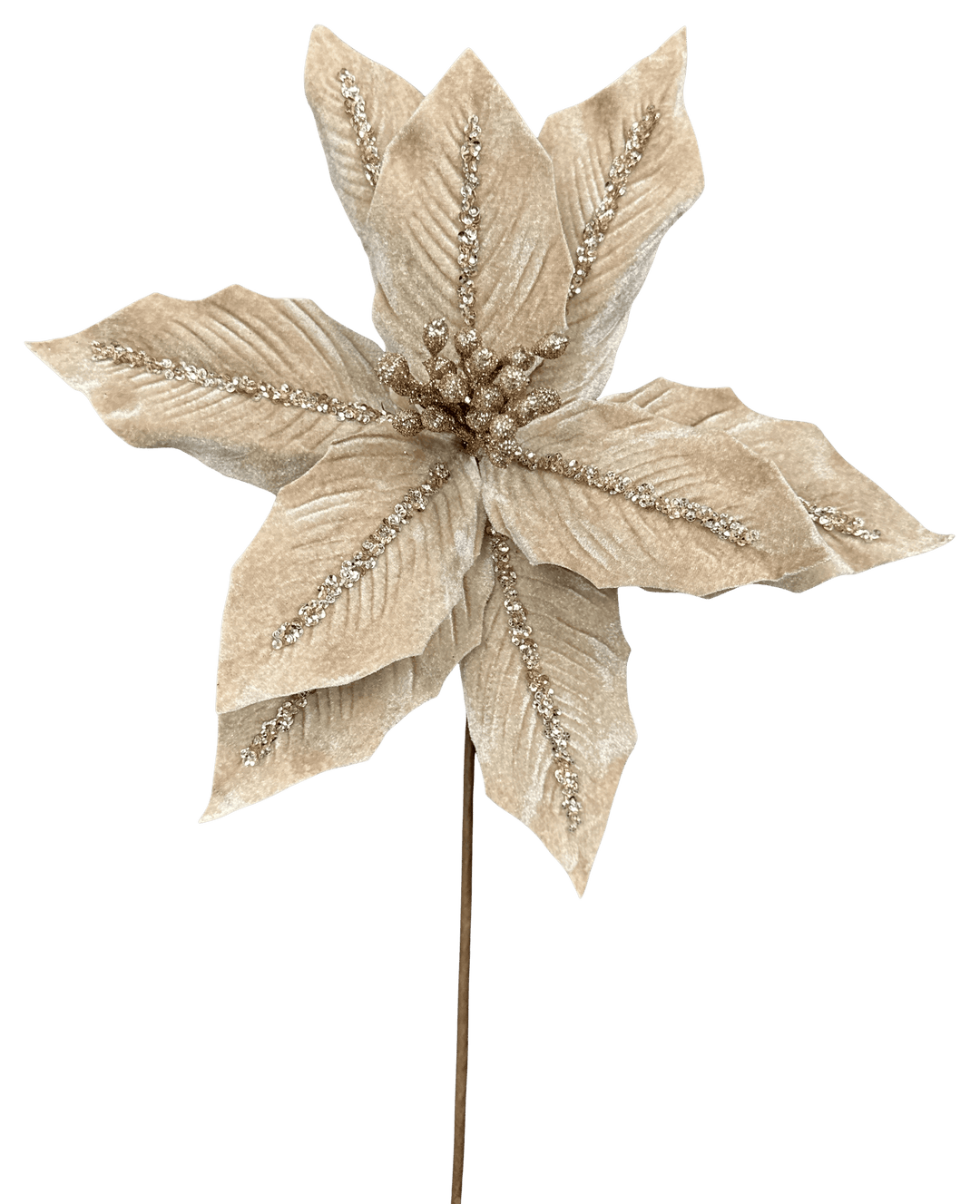 Artificial Tan Poinsettia Stem - 16"