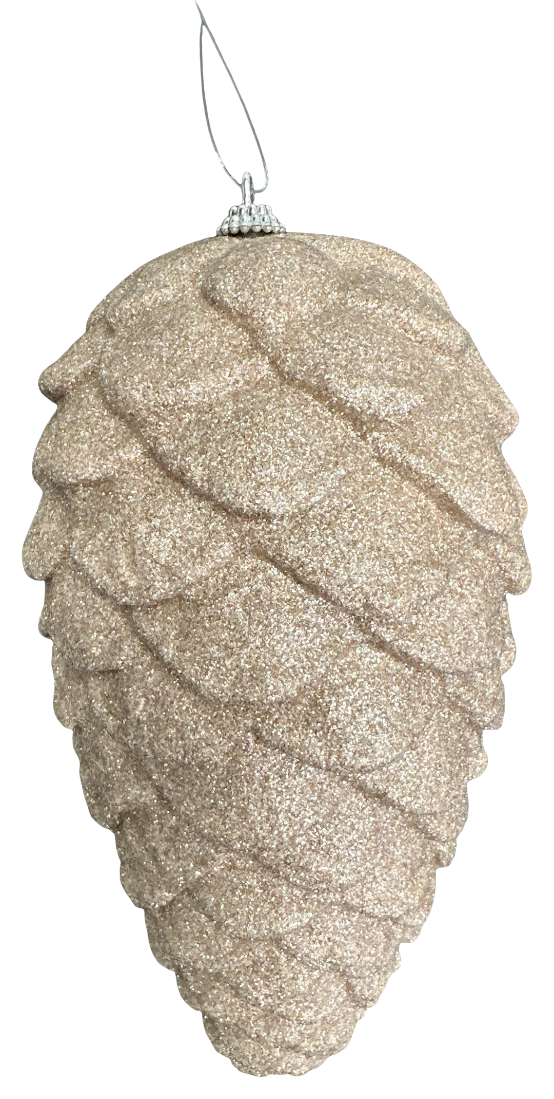 Taupe Ornament Glitter Pinecone - 9"
