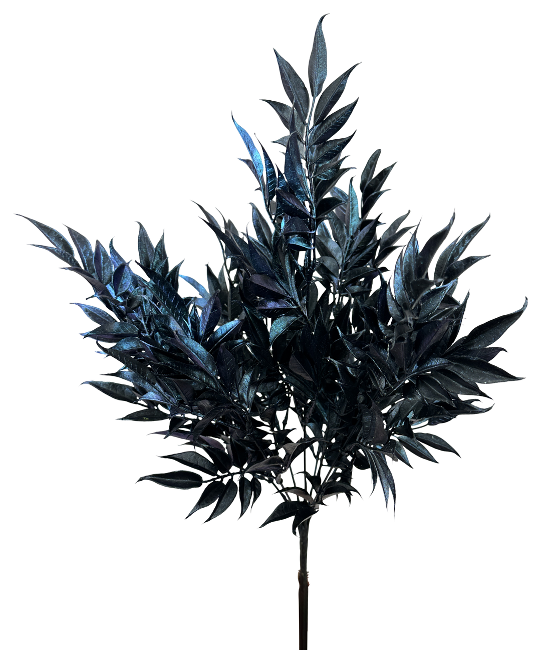 Artificial Iridescent Blue Hickory Leaves Bush - 20"