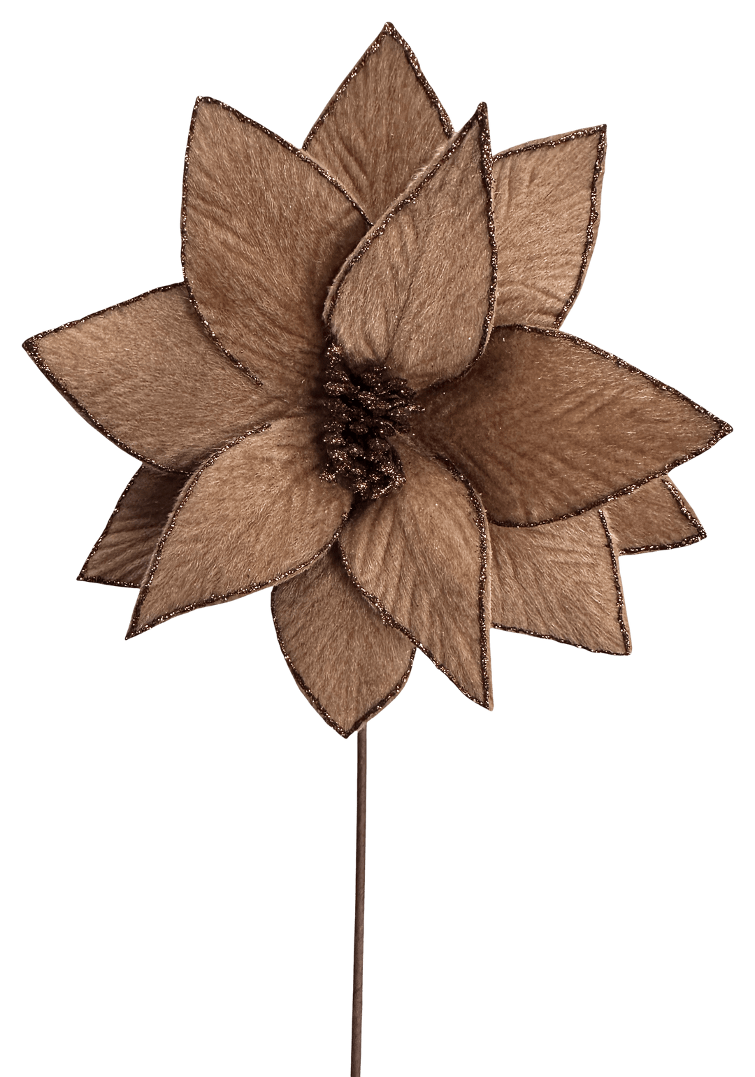 Artificial Chocolate Poinsettia Stem - 20"