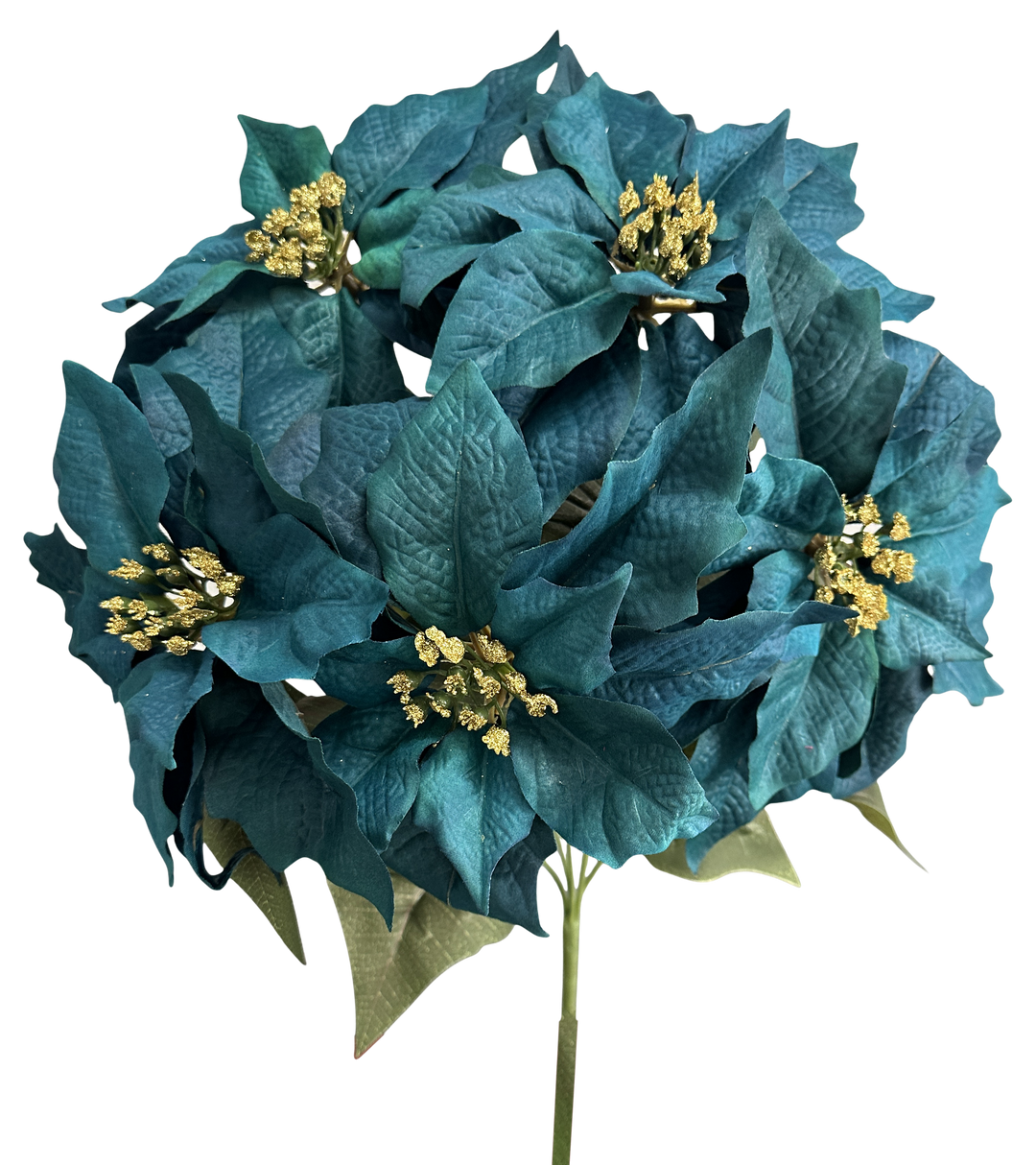 Artificial Teal Poinsettia Bush - 20"