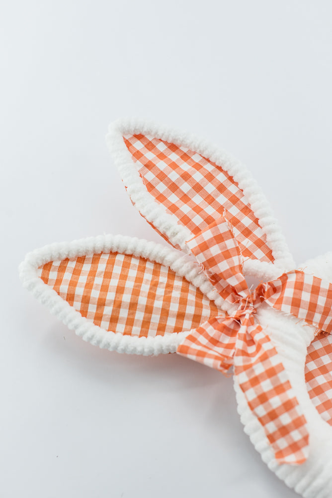 Orange Gingham Easter Bunny Head Stem - 25"