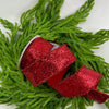 Red glitter with tinsel edge wired ribbon 10 yards