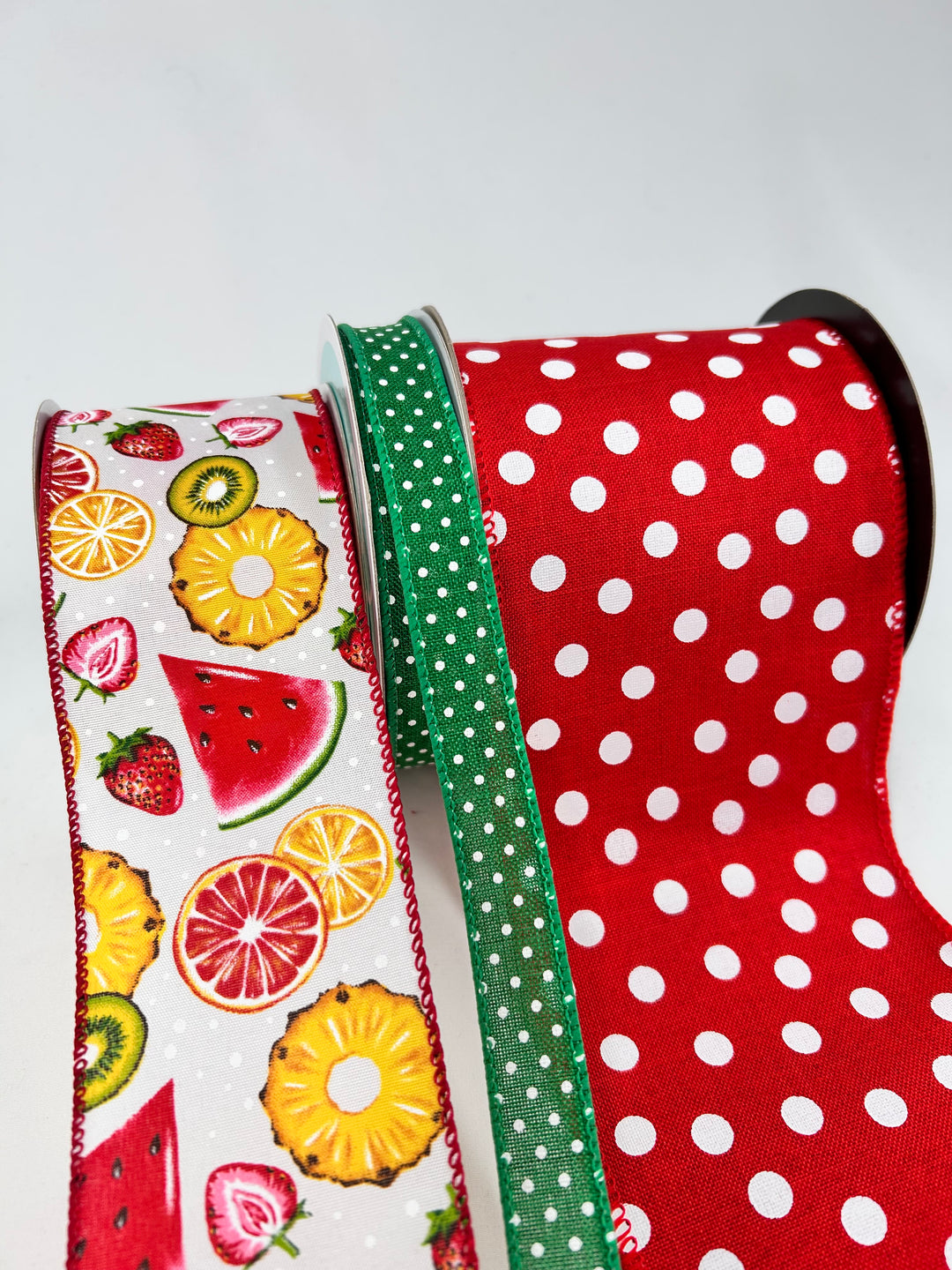 Summer Fruit bow bundle x 3 wired ribbons