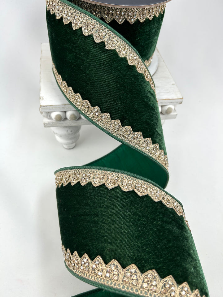 Farrisilk Dark Pine Sherwood Forest Wired Ribbon - 4"