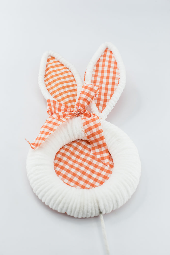 Orange Gingham Easter Bunny Head Stem - 25"