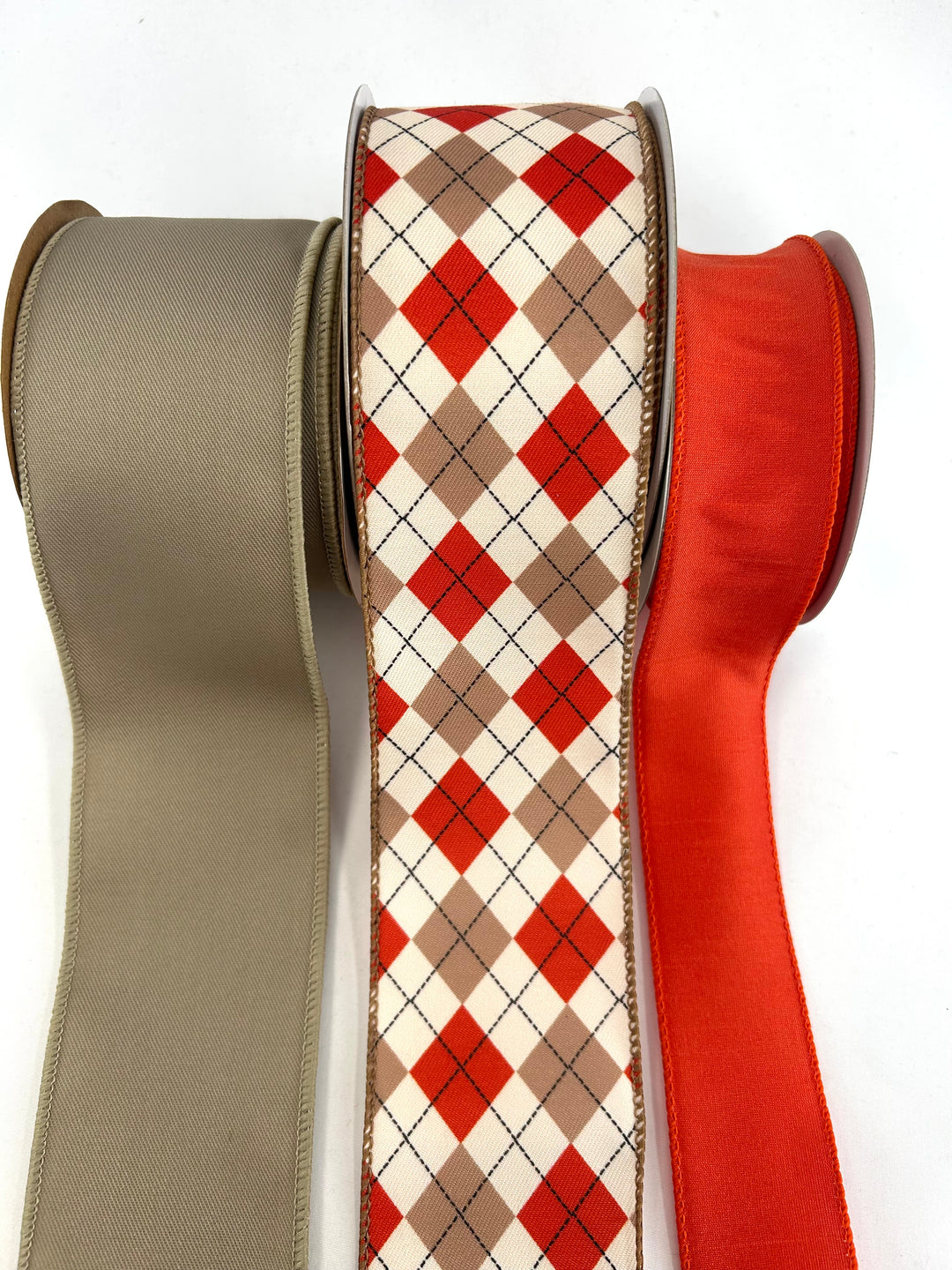 Rust & Cream Diamond Bow Bundle x 3 ribbons