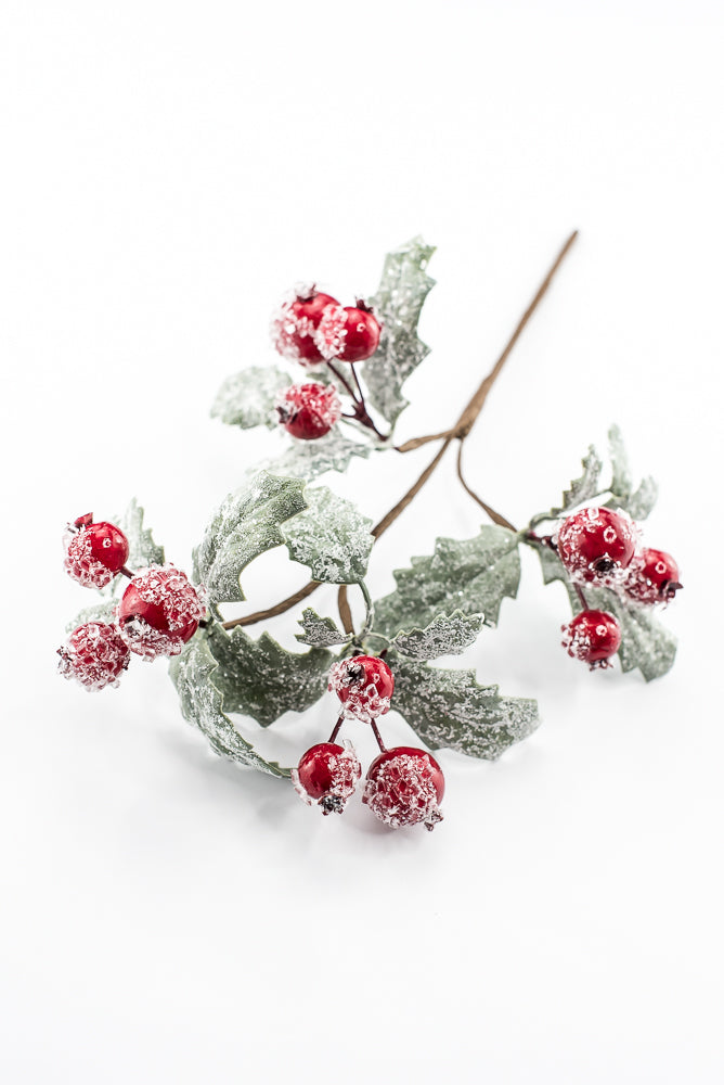 Iced Berry And Leaves Pick