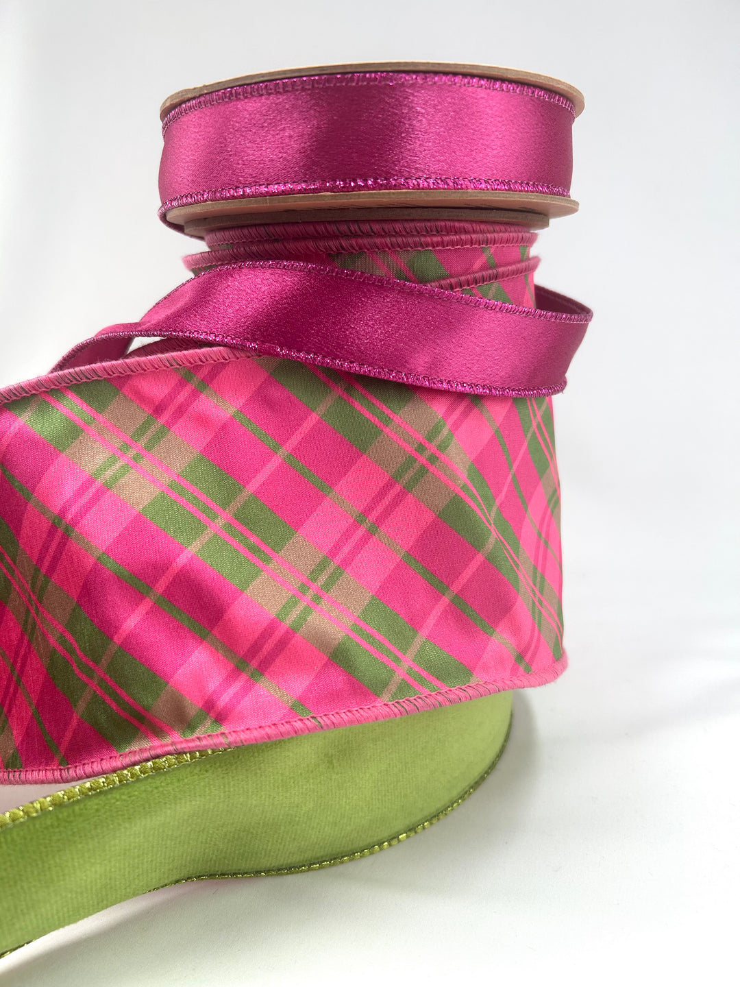 Fall And Holiday Pink Bow Bundle x 3 Wired Ribbons
