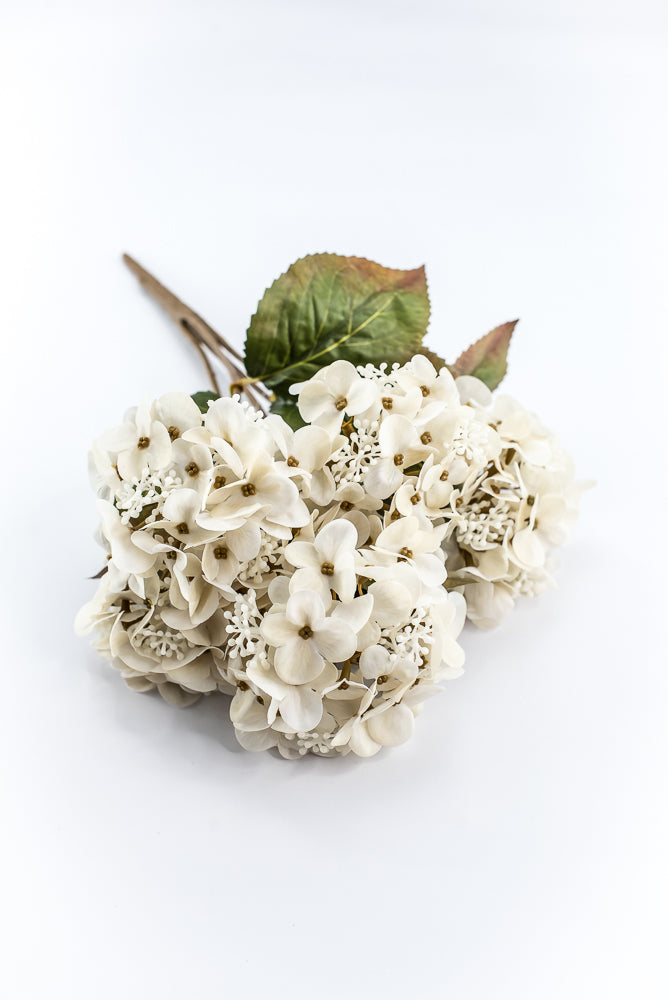Artificial, Ivory, Hydrangea Bush - 17"