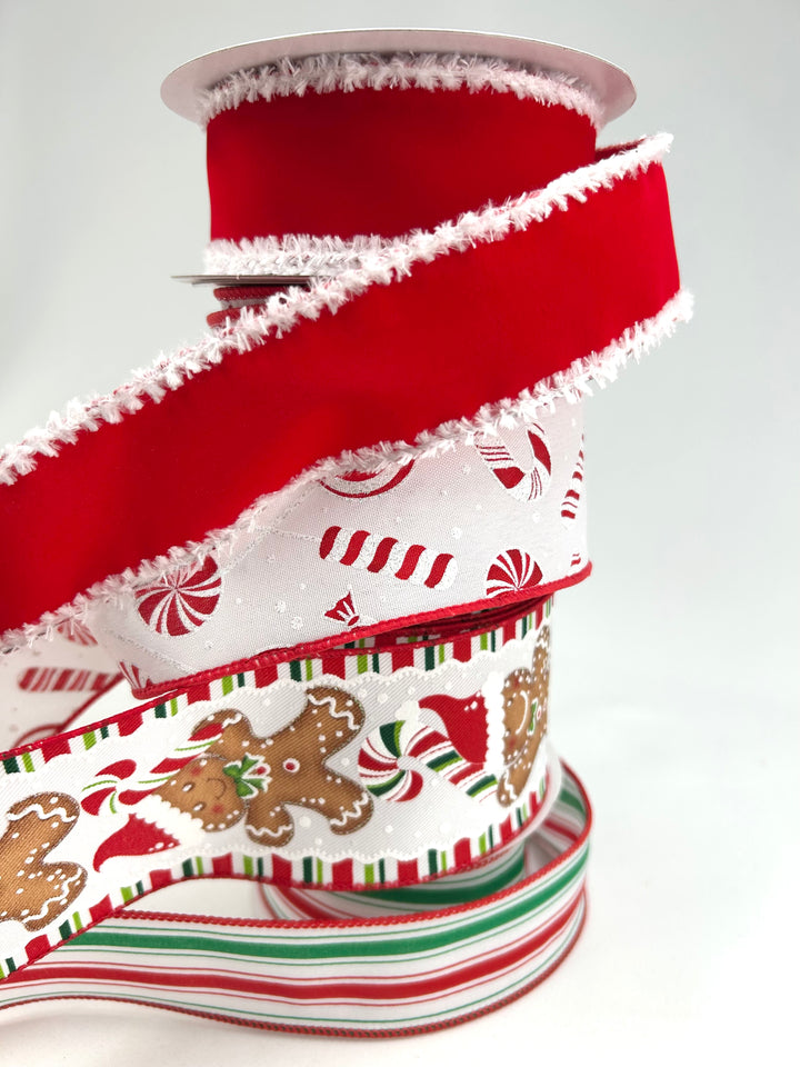 Red Gingerbread Bow Bundle x 4 Wired Ribbons