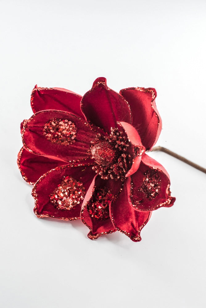 Artificial Red Magnolia Stem - 21"