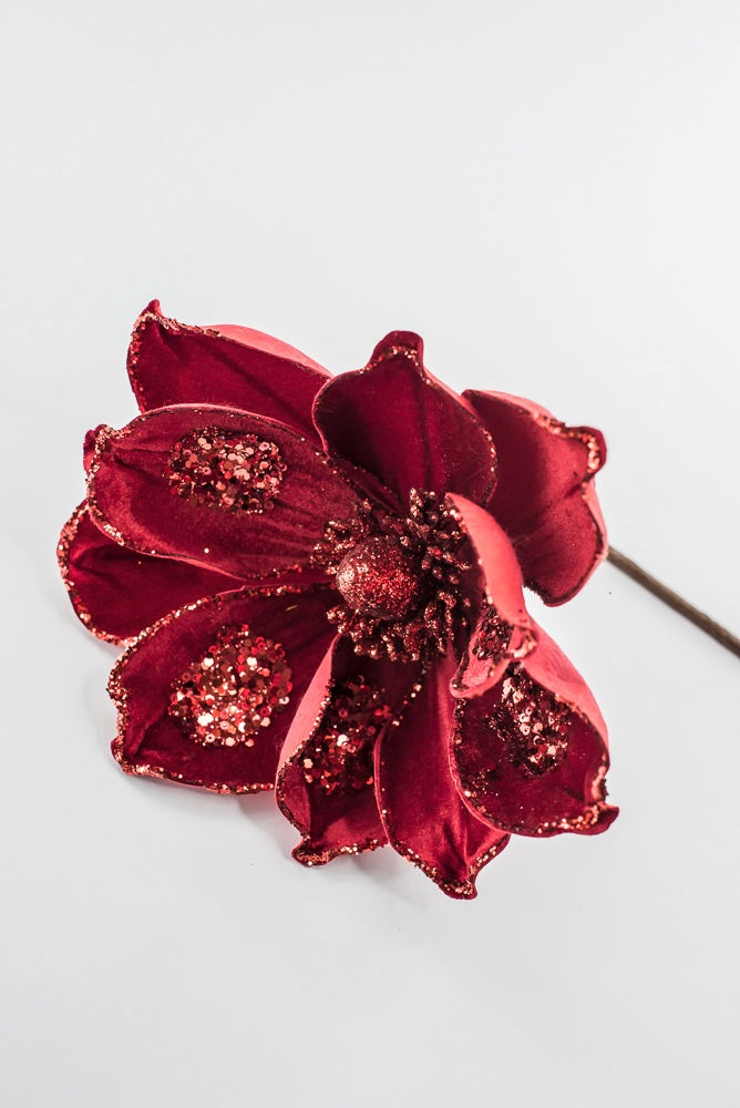 Artificial Red Magnolia Stem - 21"