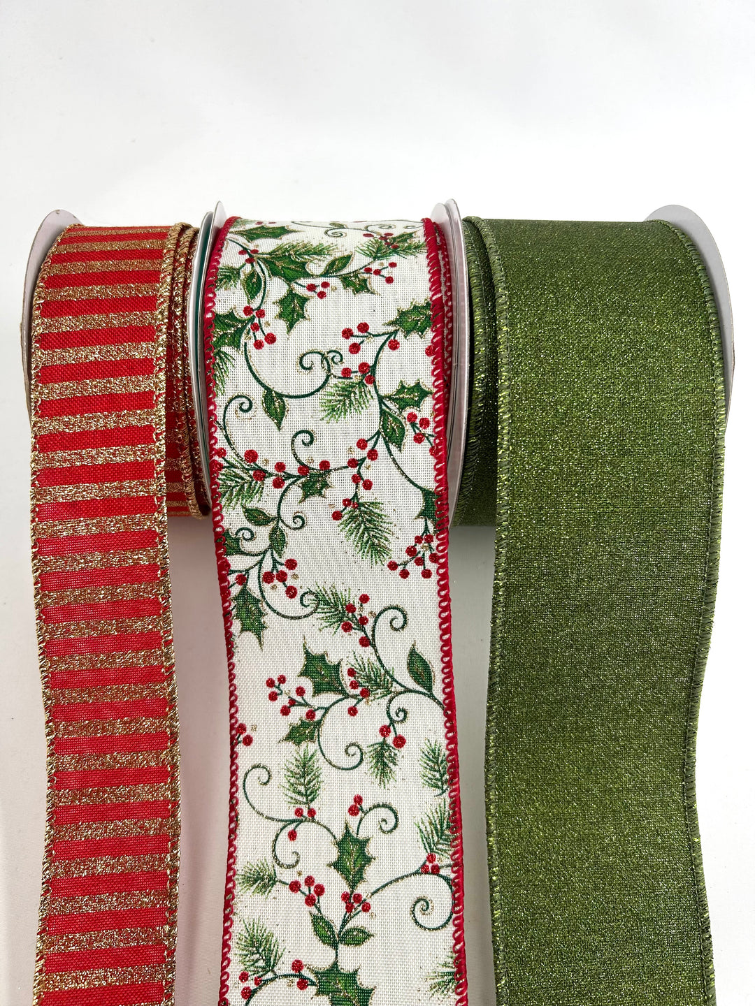 Holly Bow Bundle x 3 Wired Ribbons