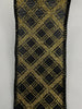 Black and gold diamond plaid wired ribbon 2.5”